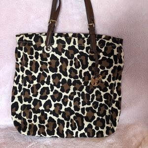 Michael Kors Leopard Canvas Tote Large